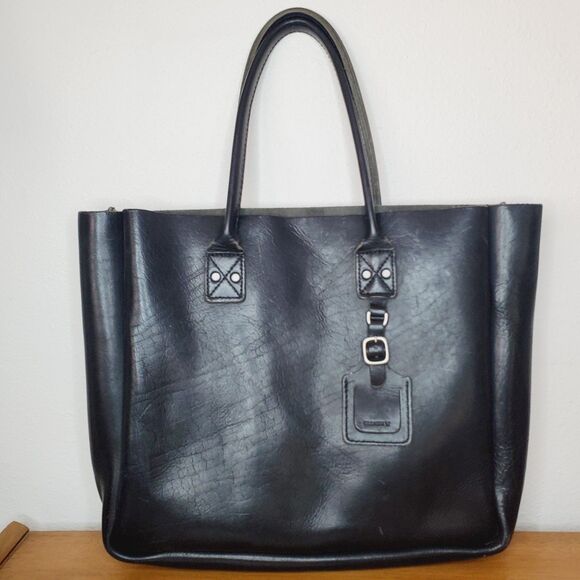 BILLYKIRK BLACK LEATHER TOTE BAG NO.235 MADE IN THE USA Lap Top Bag Work Satchel